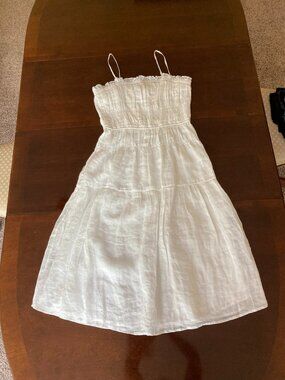 Frame White Smocked Midi Sun Dress Size L New MSRP $478 -Read